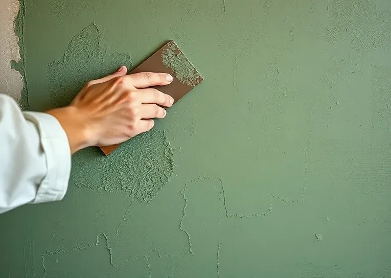 Application d'un enduit décoratif à la lisseuse sur un mur